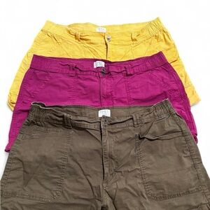 Time and Tru Women's Shorts Trio - Yellow, Magenta, Brown
